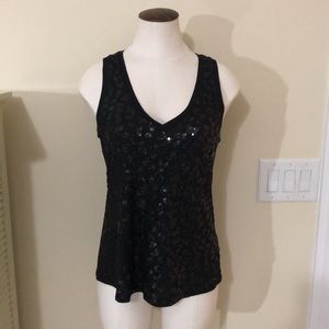 Express black sequin tank top NWT